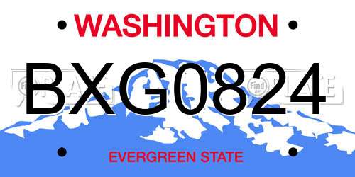 BXG0824 Washington License Plate