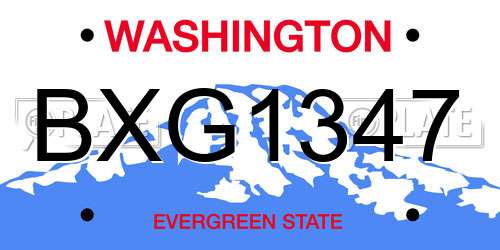 BXG1347 Washington License Plate