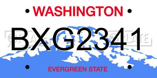 BXG2341 Washington License Plate