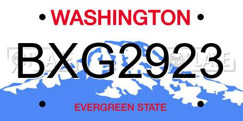 BXG2923 Washington License Plate