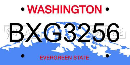 BXG3256 Washington License Plate