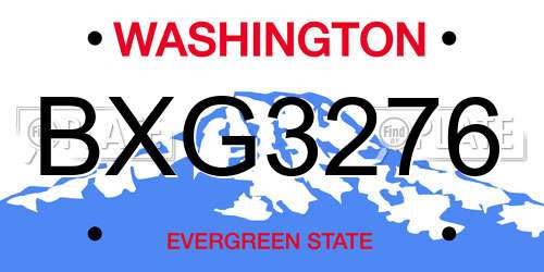 BXG3276 Washington License Plate