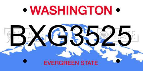 BXG3525 Washington License Plate
