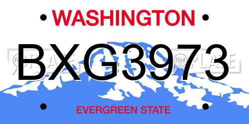 BXG3973 Washington License Plate