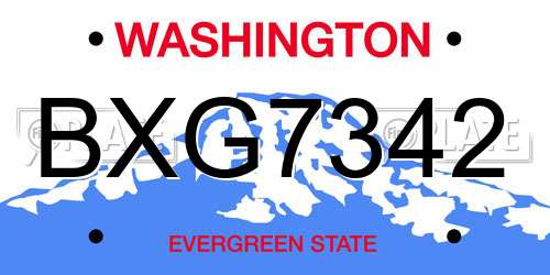 BXG7342 Washington License Plate