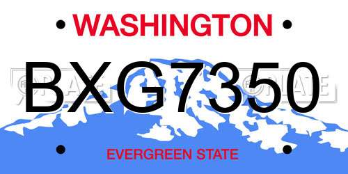 BXG7350 Washington License Plate