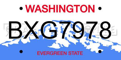 BXG7978 Washington License Plate