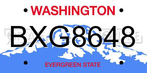 BXG8648 Washington License Plate