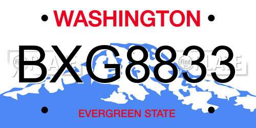 BXG8833 Washington License Plate