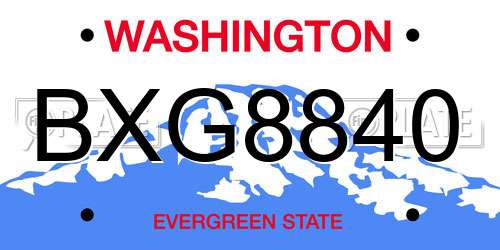 BXG8840 Washington License Plate