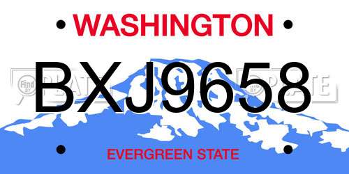 BXJ9658 Washington License Plate