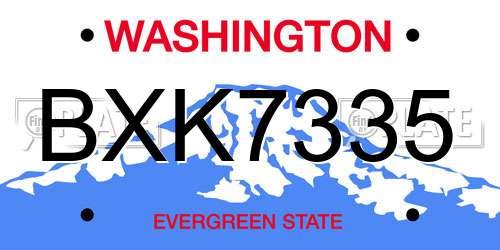 BXK7335 Washington License Plate
