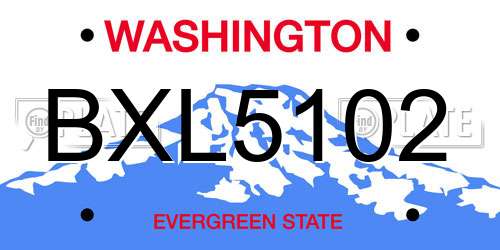 BXL5102 Washington License Plate