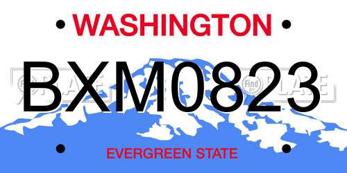 BXM0823 Washington License Plate