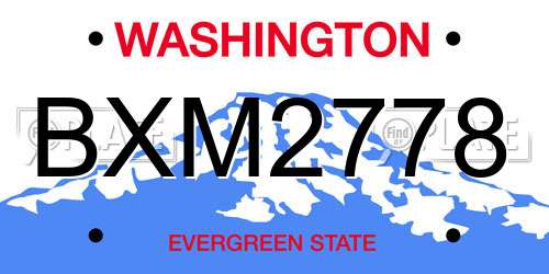 BXM2778 Washington License Plate