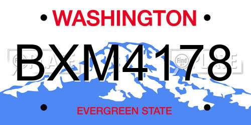 BXM4178 Washington License Plate