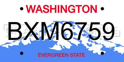 BXM6759 Washington License Plate