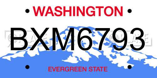 BXM6793 Washington License Plate