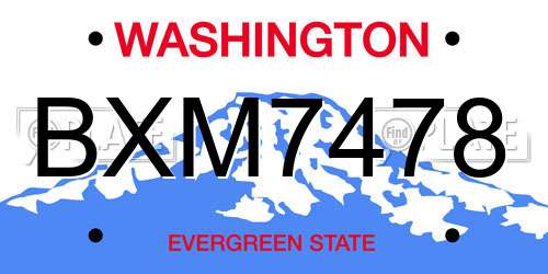 BXM7478 Washington License Plate