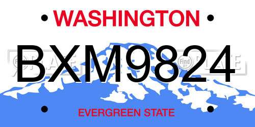 BXM9824 Washington License Plate