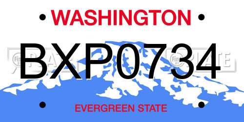 BXP0734 Washington License Plate