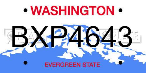 BXP4643 Washington License Plate