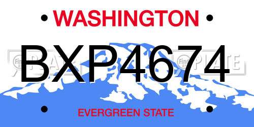 BXP4674 Washington License Plate