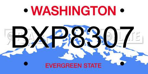 BXP8307 Washington License Plate