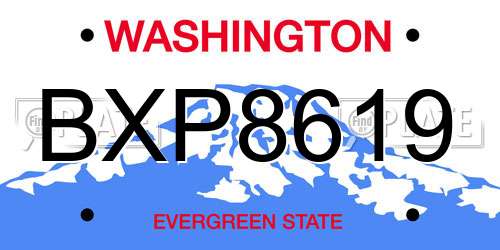 BXP8619 Washington License Plate