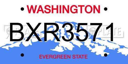BXR3571 Washington License Plate