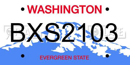 BXS2103 Washington License Plate