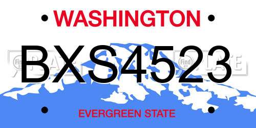 BXS4523 Washington License Plate