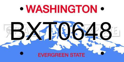 BXT0648 Washington License Plate