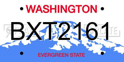 BXT2161 Washington License Plate