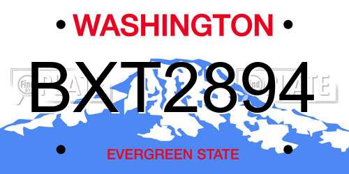 BXT2894 Washington License Plate