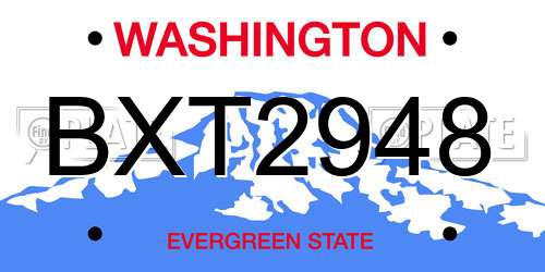 BXT2948 Washington License Plate