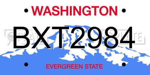 BXT2984 Washington License Plate