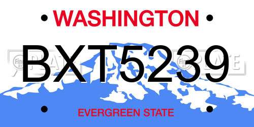 BXT5239 Washington License Plate