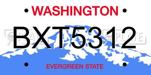 BXT5312 Washington License Plate