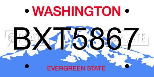 BXT5867 Washington License Plate