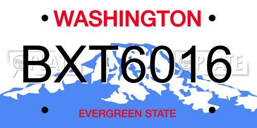 BXT6016 Washington License Plate