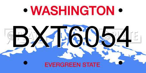 BXT6054 Washington License Plate