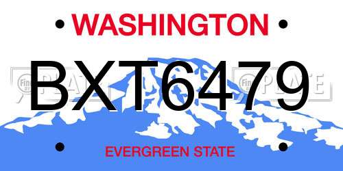 BXT6479 Washington License Plate