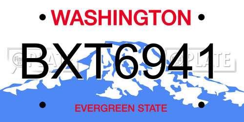 BXT6941 Washington License Plate