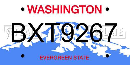 BXT9267 Washington License Plate
