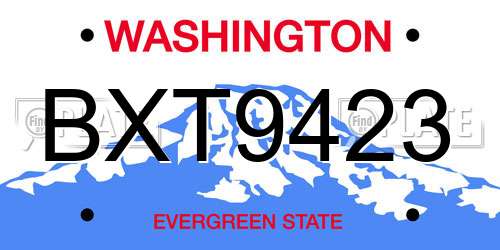 BXT9423 Washington License Plate