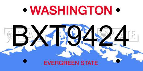 BXT9424 Washington License Plate