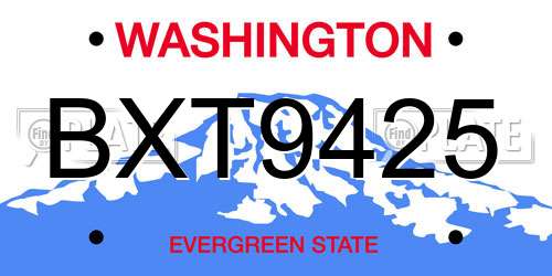 BXT9425 Washington License Plate
