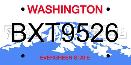 BXT9526 Washington License Plate