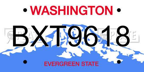 BXT9618 Washington License Plate